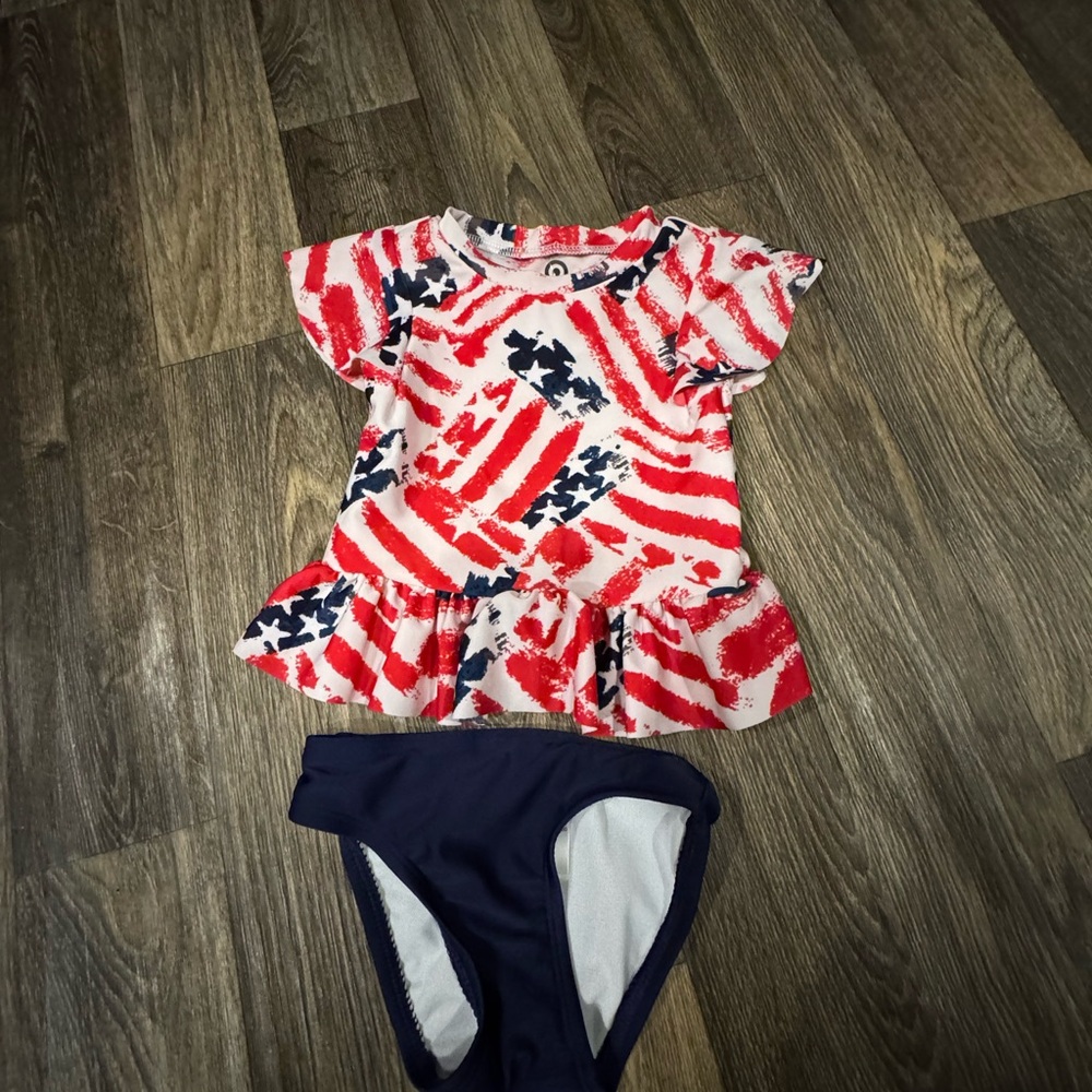 Target Girls Two-Piece Swim Set - Red, White & Navy Blue
